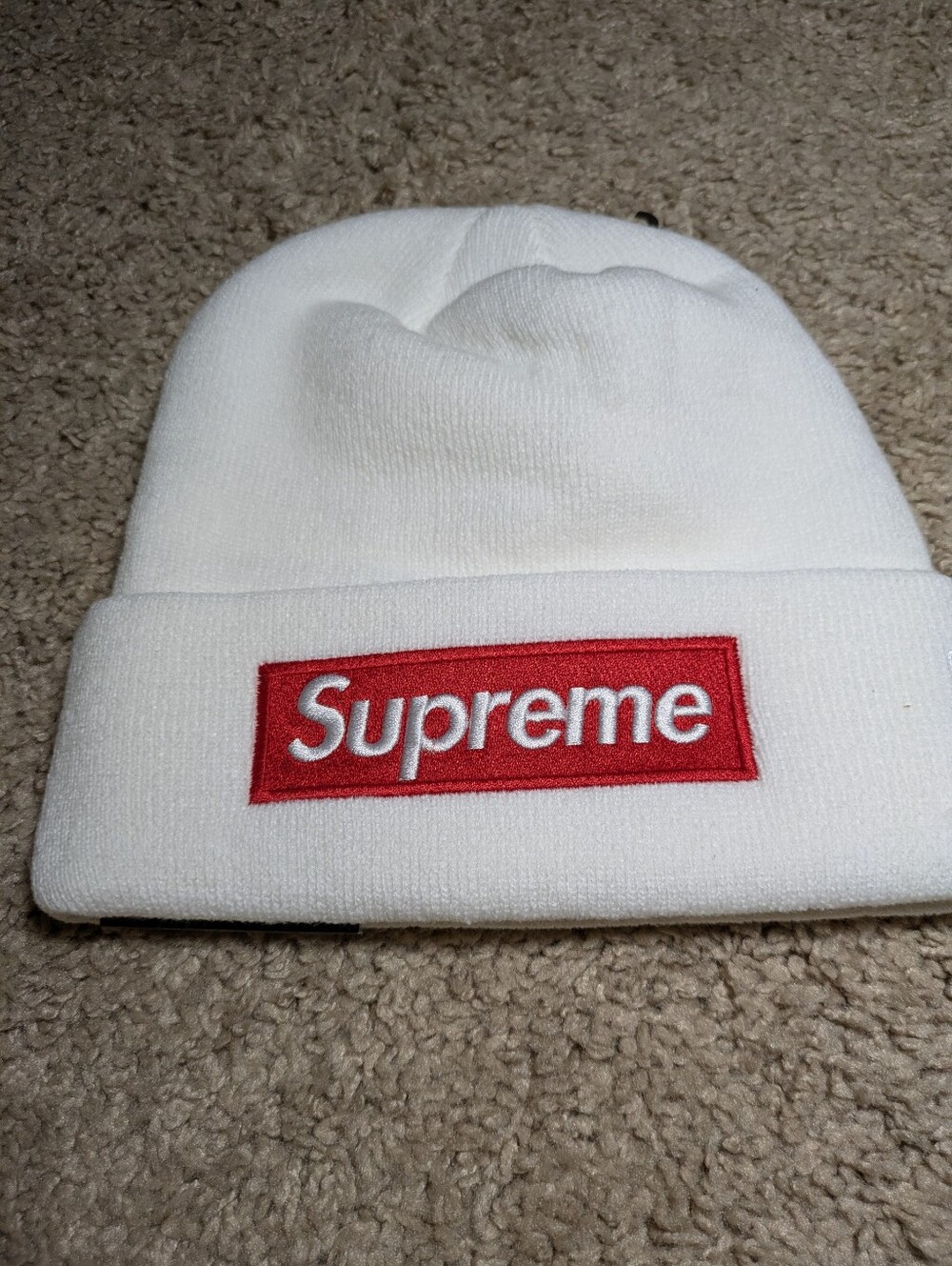 Supreme x New Era Box Logo Beanie White NWT